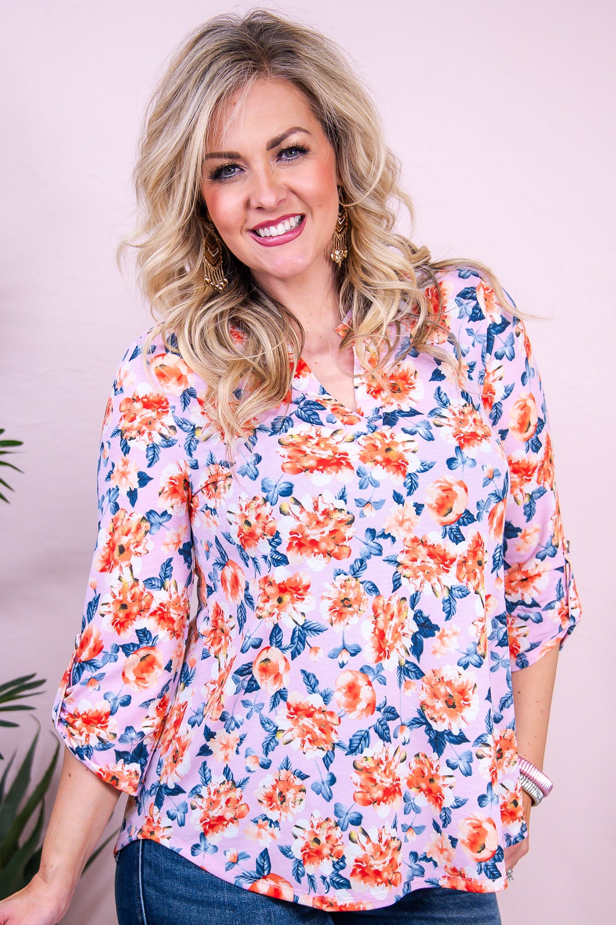 Girl Code Blush/Multi Color Floral Top - T9769BS