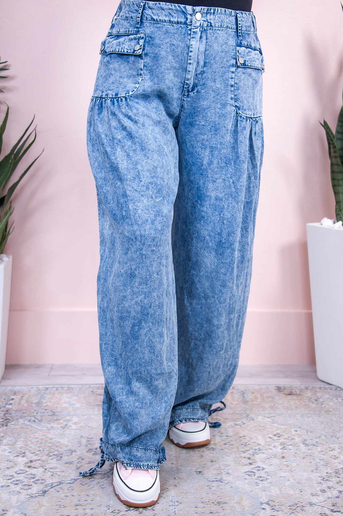 Magic In Her Vibe Light Denim Blue Solid Palazzo Pants - PNT1565LDN