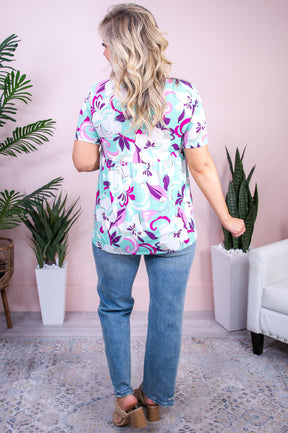 Actually I Can Mint/Multi Color Floral Babydoll Top - T9772MT