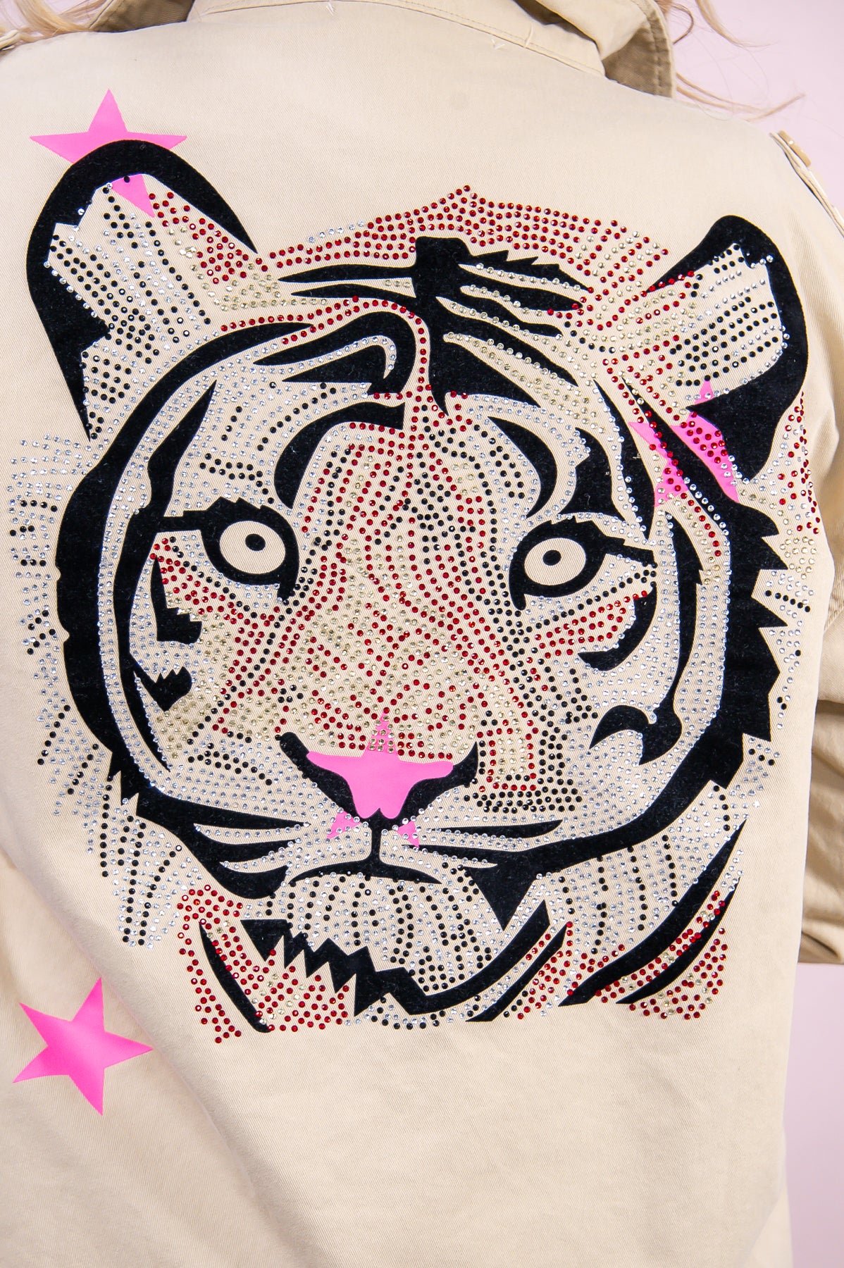 Let Them Hear Your Roar Khaki/Multi Color Bling Tiger Jacket - O5335KH