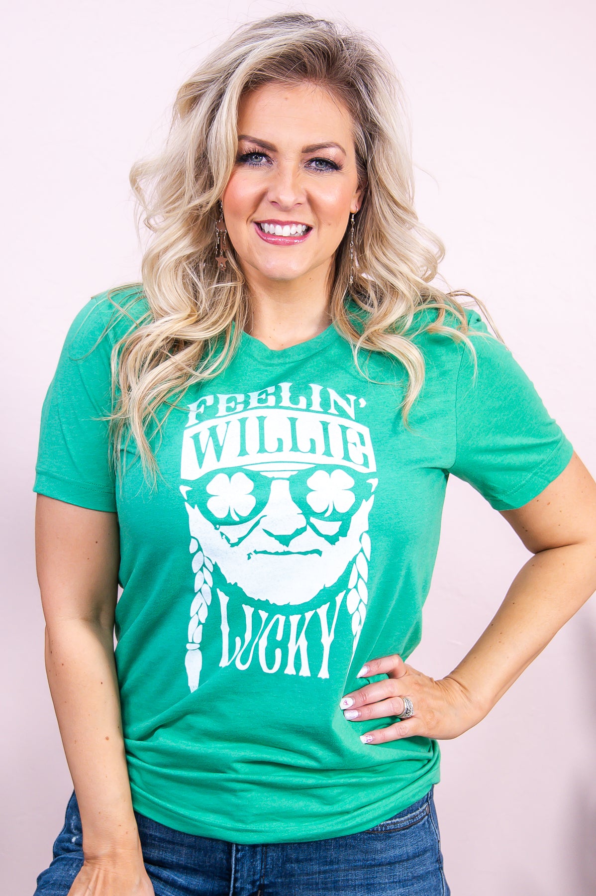 Feelin' Willie Lucky Heather Kelly Green Graphic Tee - A3188HKG