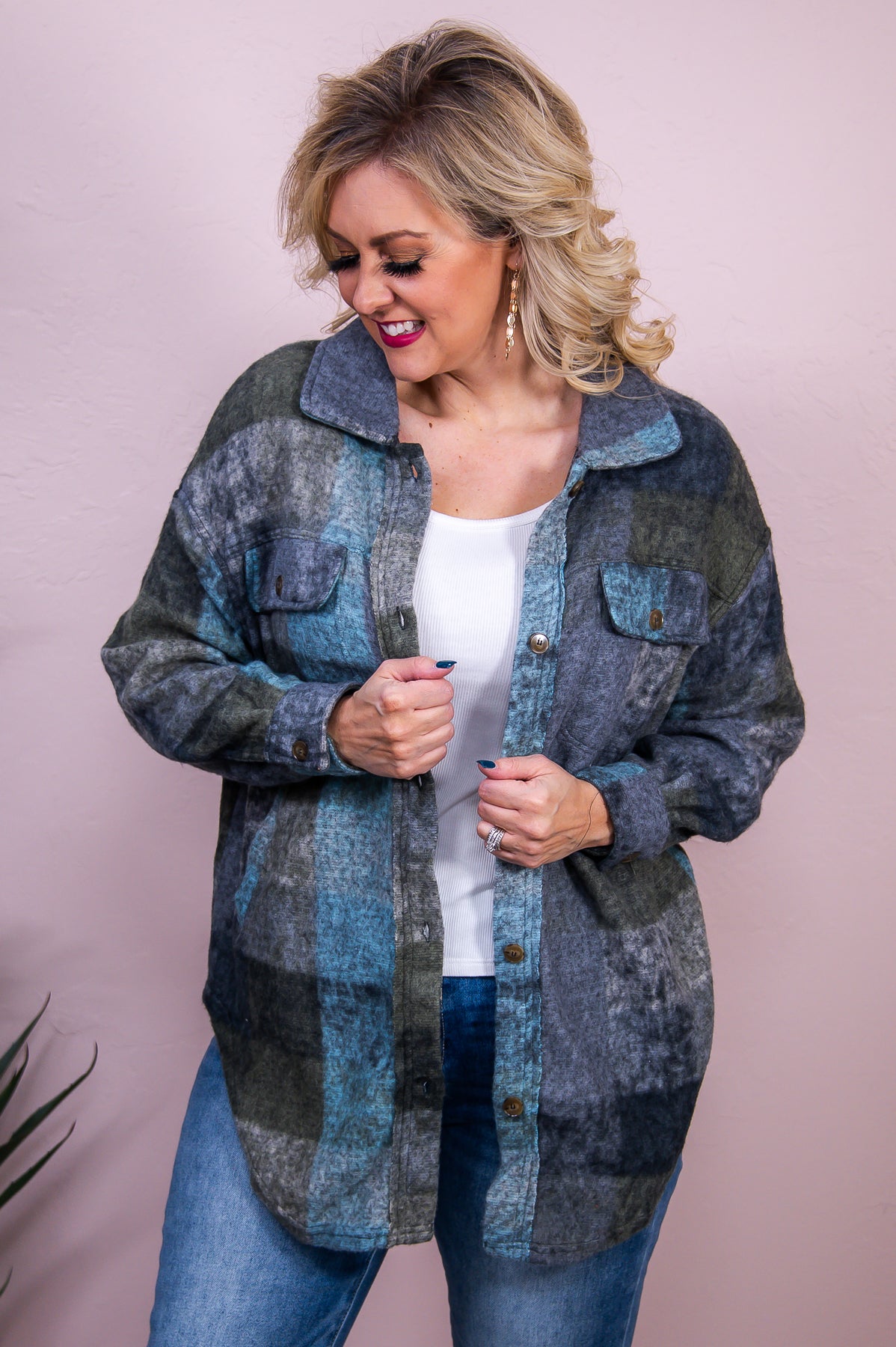 Ready For Cool Weather Blue/Multi Color Checkered Jacket - O5068BL