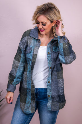 Ready For Cool Weather Blue/Multi Color Checkered Jacket - O5068BL