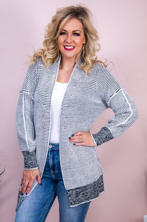 Grace And Bliss White/Black Knitted Cardigan - O5070WH