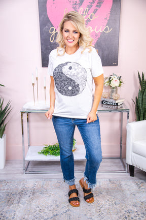 Your The Yin To My Yang Oatmeal Floral Yin-Yang Graphic Tee - A2876OA