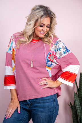 Rejoicing In Hope Red/Multi Color/Pattern Top - T8998RD