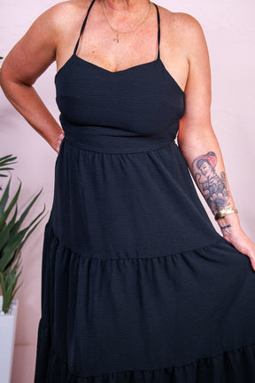Country Wishes Black Solid Dress - D5370BK