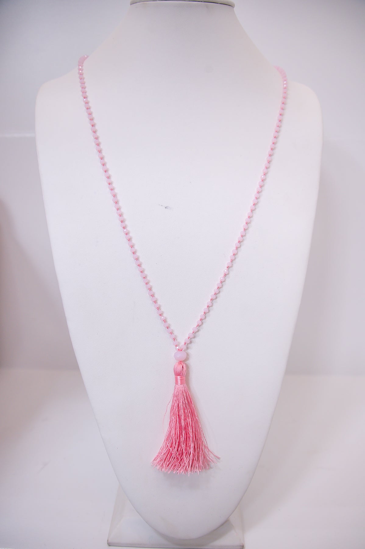 Light Pink Beaded/Tassel Necklace - NEK4247LPK