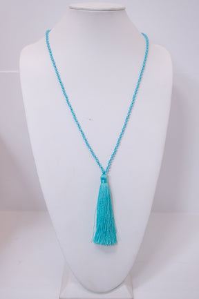 Turquoise Beaded/Tassel Necklace - NEK4255TU