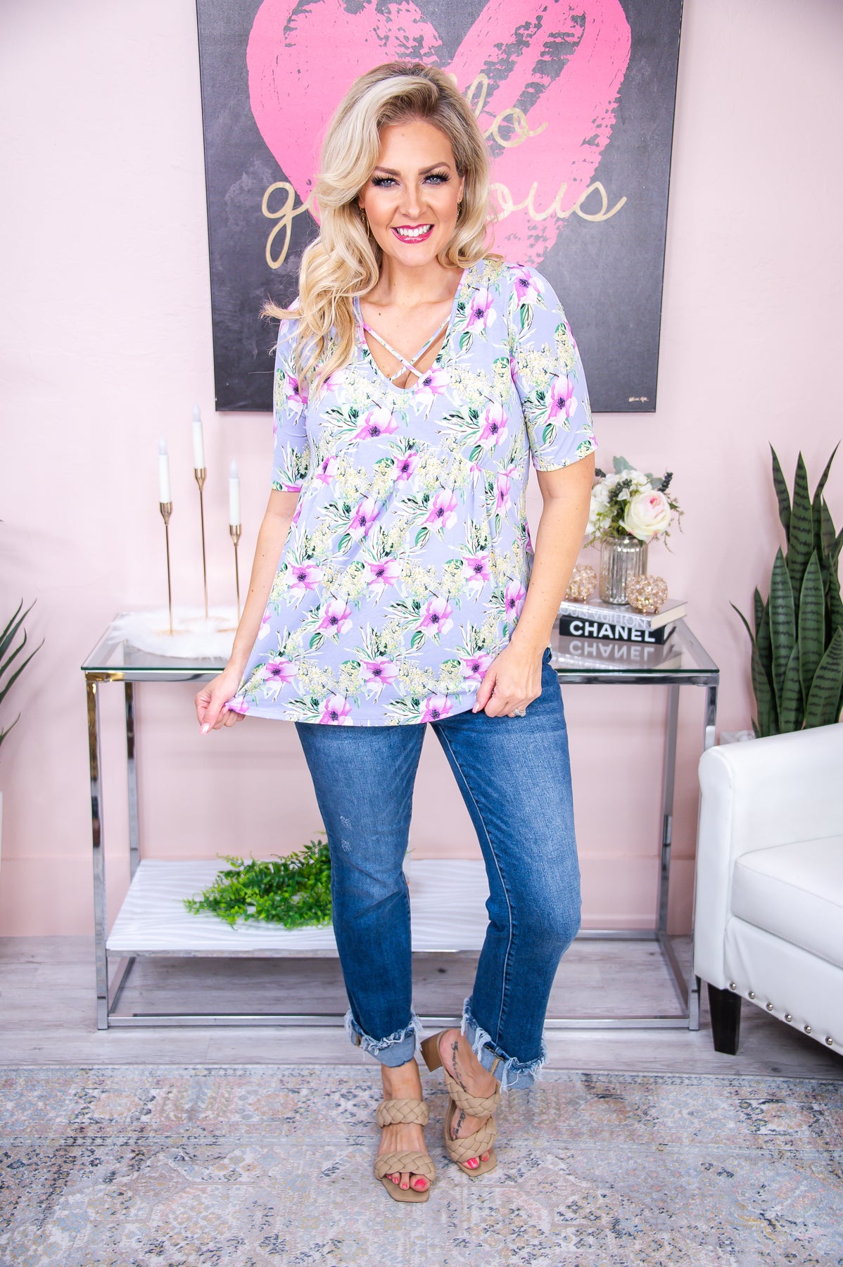 Claim To Love Lilac/Multi Color Floral Babydoll Top - T7641LI