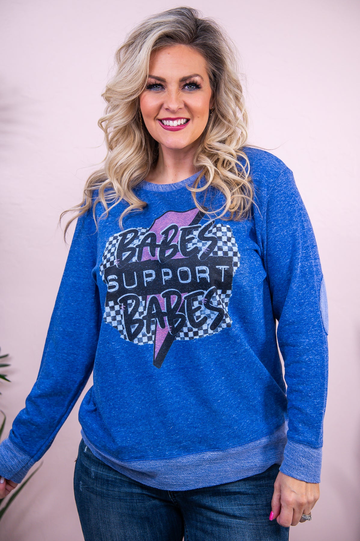Babes Support Babes Royal Melange Graphic Sweatshirt - A3208RM