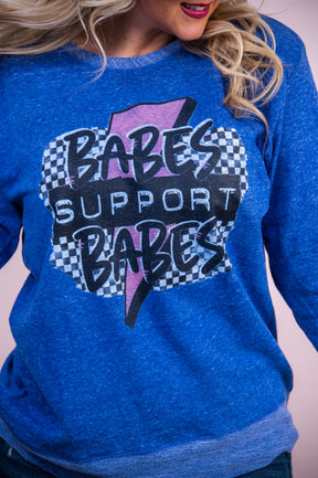 Babes Support Babes Royal Melange Graphic Sweatshirt - A3208RM