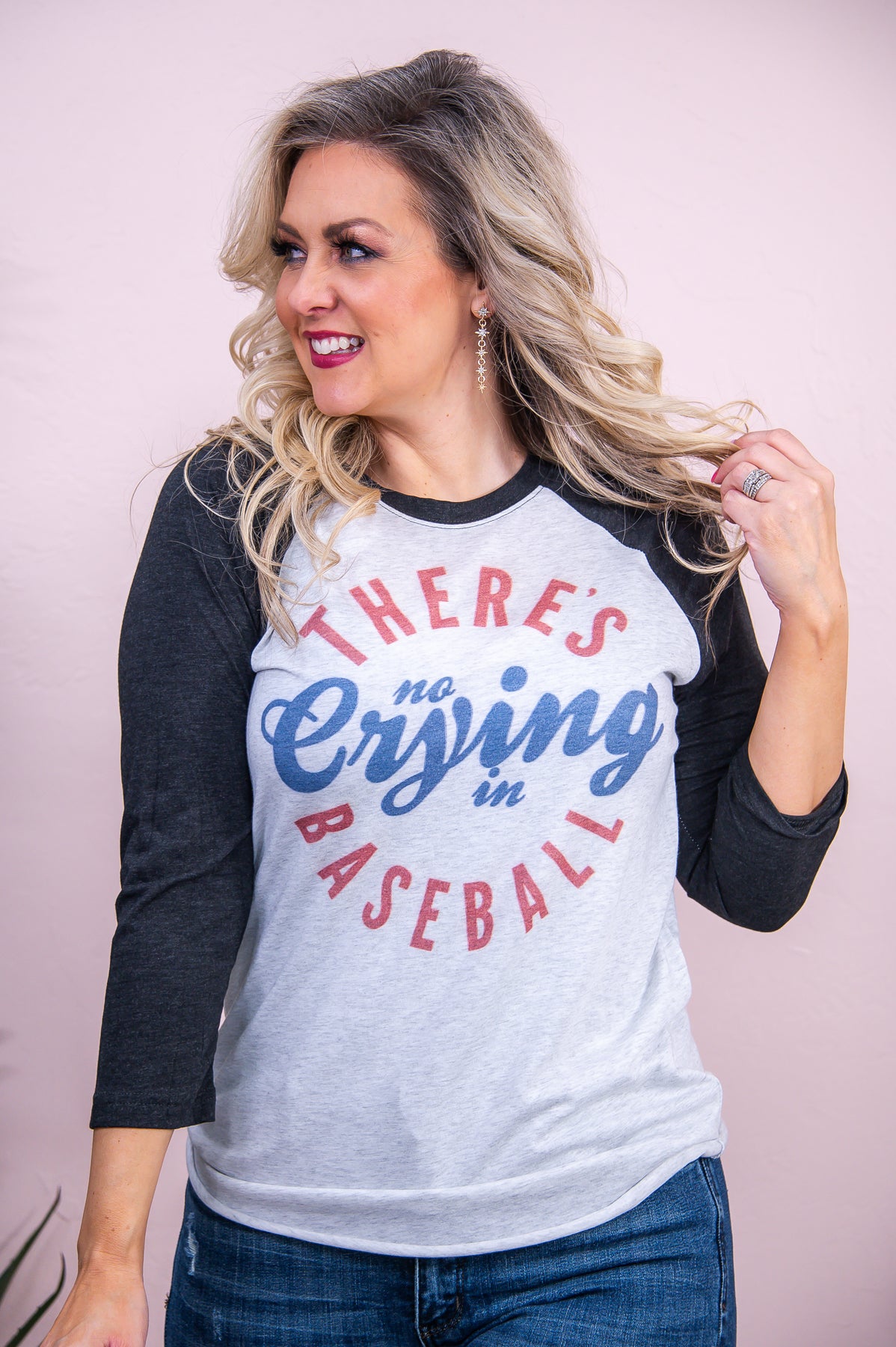 There's No Crying In Baseball Vintage Black/Heather White Graphic Tee - A3203VBK