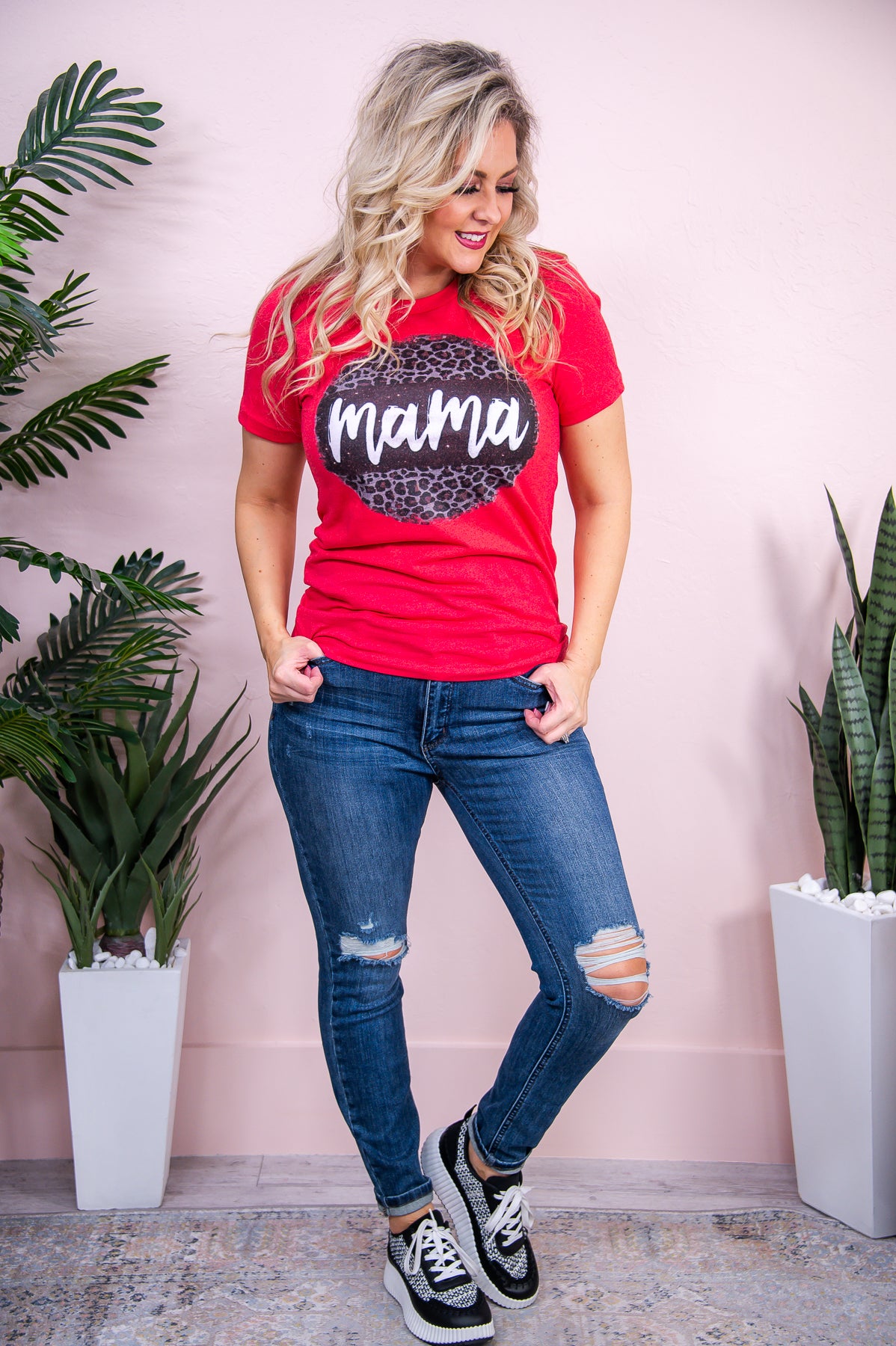 Mama Heather Red Graphic Tee - A3206HRD