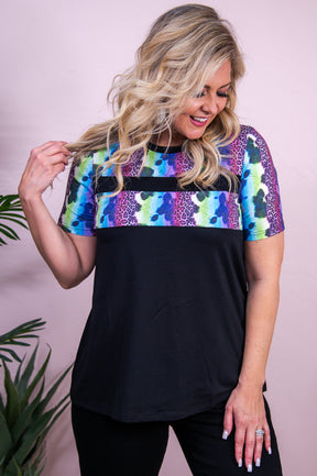 Initial Reaction Purple/Multi Color Tie Dye/Printed Top - T9827PU