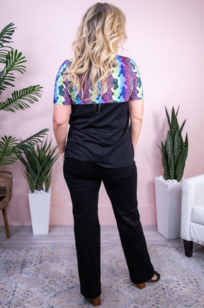 Initial Reaction Purple/Multi Color Tie Dye/Printed Top - T9827PU