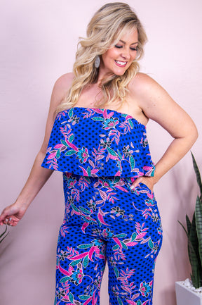 Capture The Magic Blue/Multi Color Floral Romper - RMP808BL