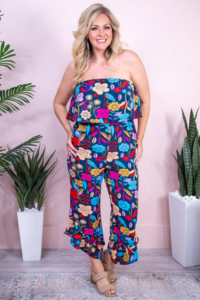 Sunny Side Of Paradise Navy/Multi Color Floral Romper - RMP809NV