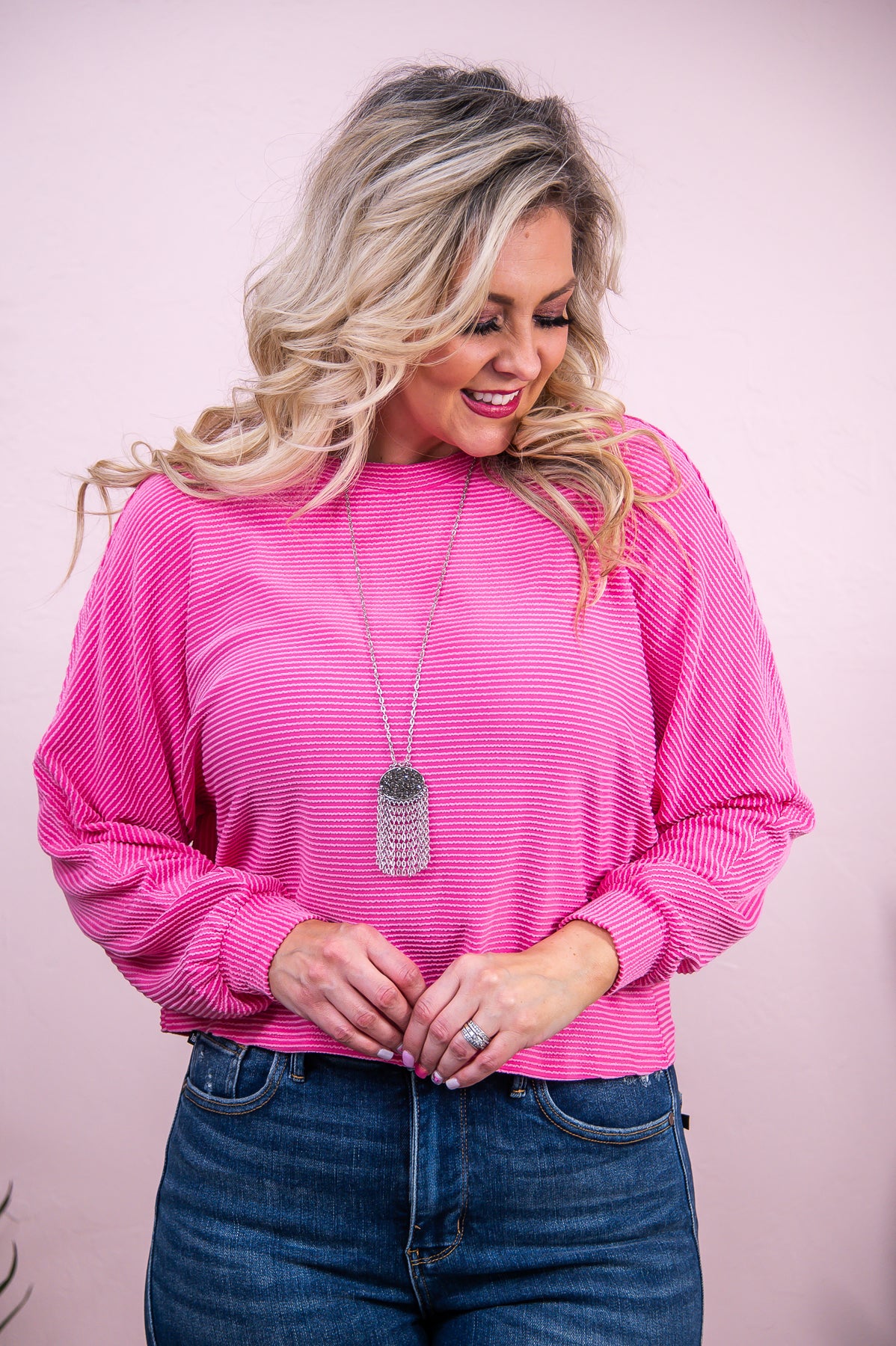 Our Forever Moment Pink Solid Ribbed Top - T9012PK