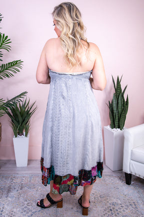Beloved Bliss Gray/Multi Color Floral Embroidered Dress - D5375GR