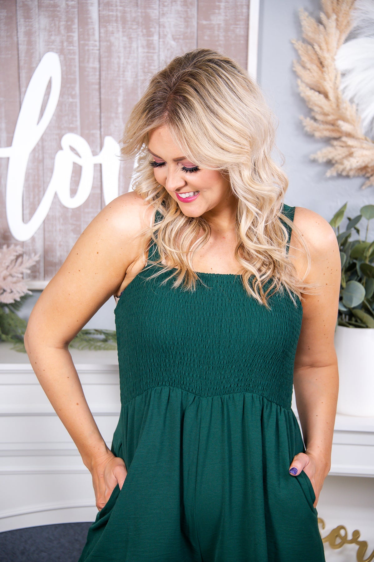 Too Fancy For You Hunter Green Solid Romper - RMP625HGN