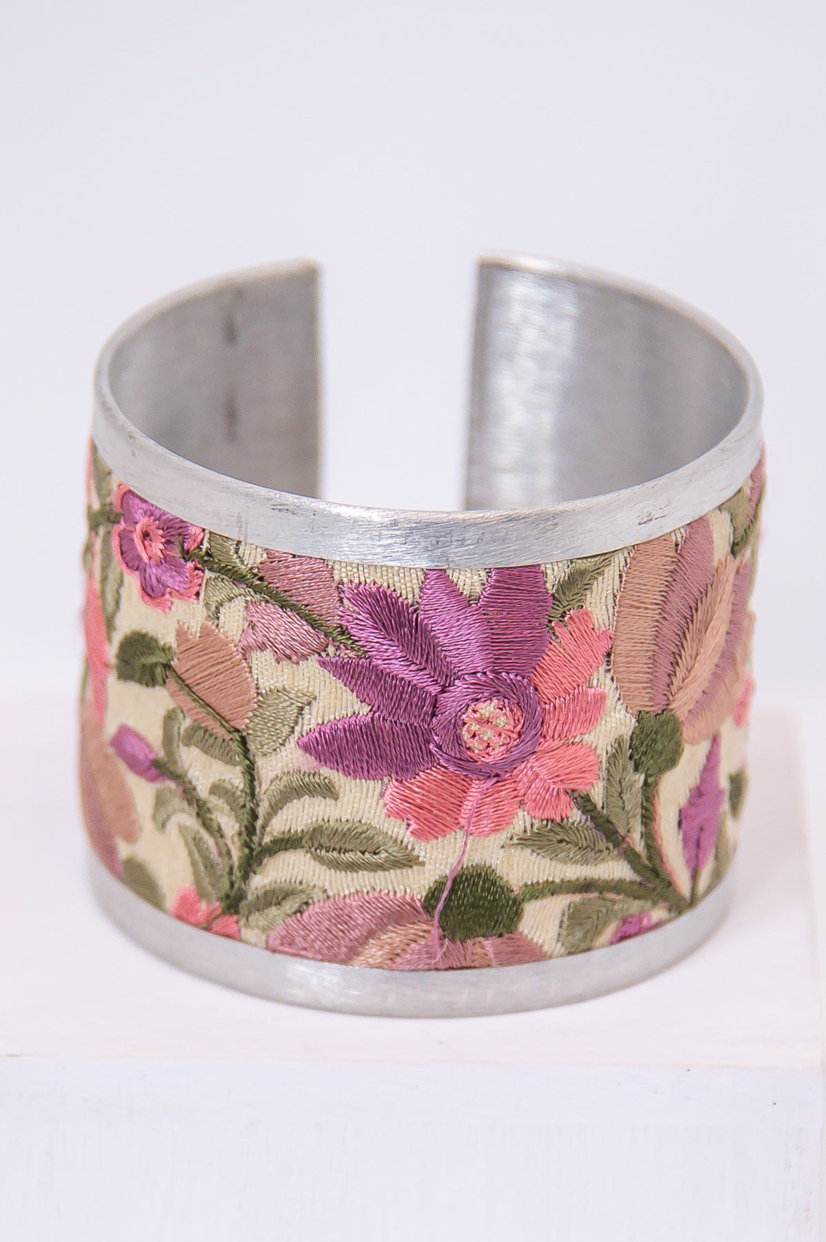 Pink/Multi Color Floral Cuff Bracelet - BRC3371PK
