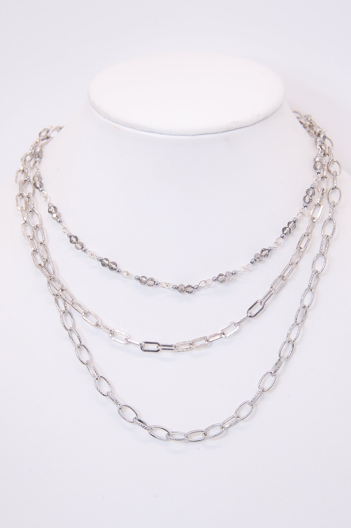 Silver Layered Necklace - NEK4280SI