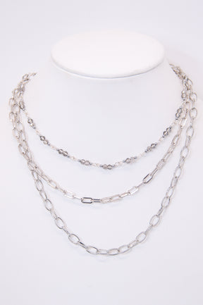 Silver Layered Necklace - NEK4280SI