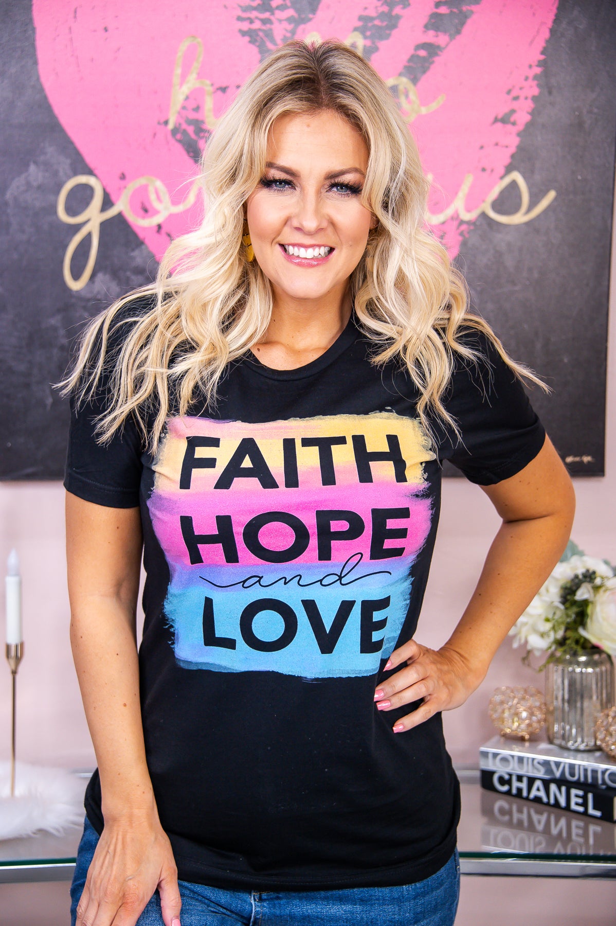Faith Hope & Love Black Graphic Tee - A2891BK