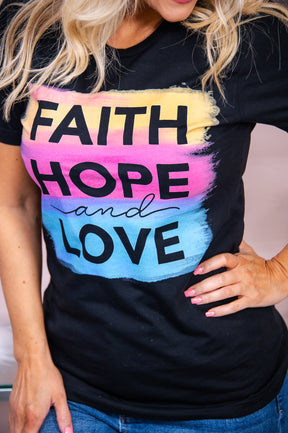 Faith Hope & Love Black Graphic Tee - A2891BK