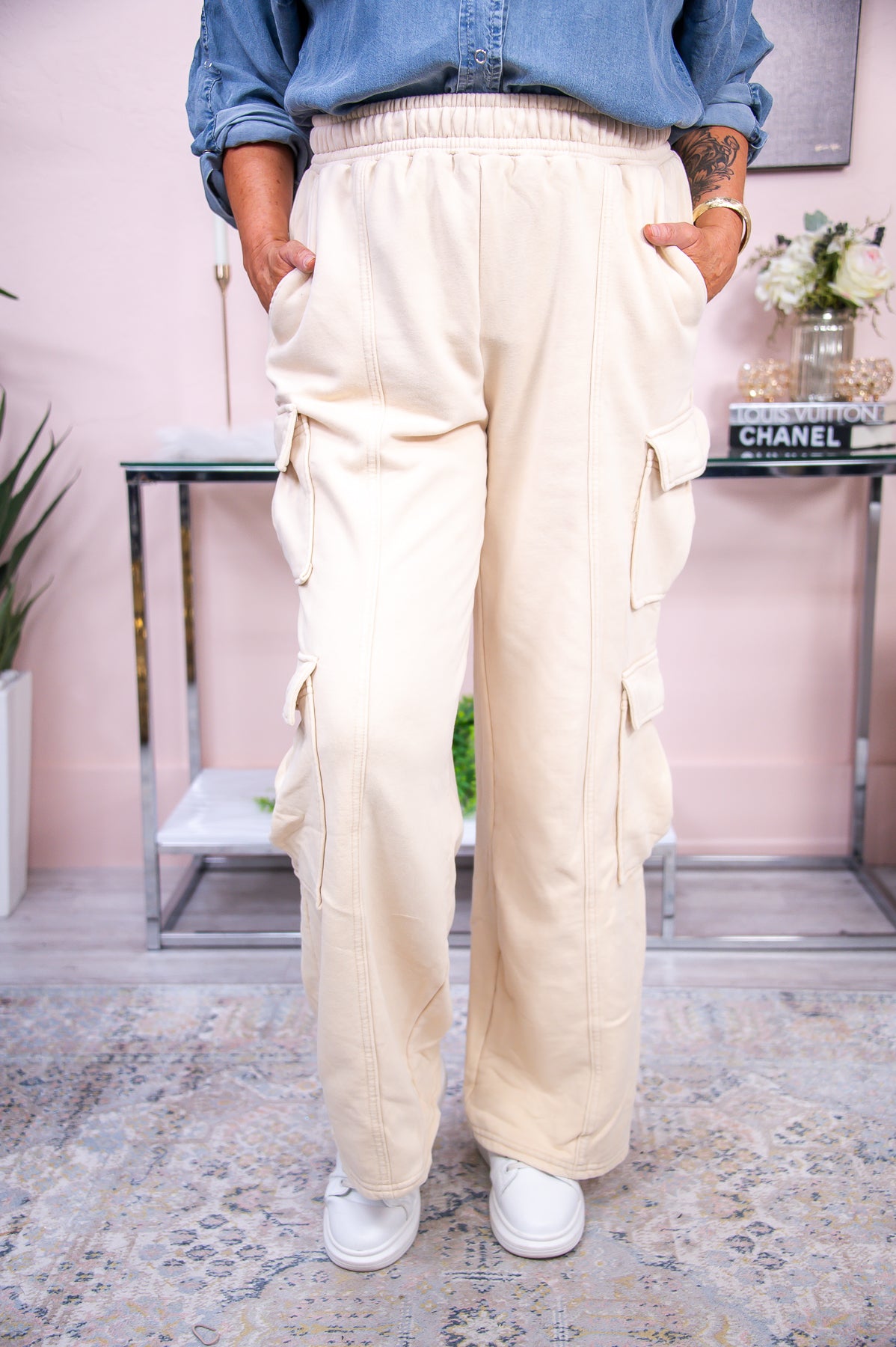 Lost In The Moment Cream Solid Pants - PNT1467CR