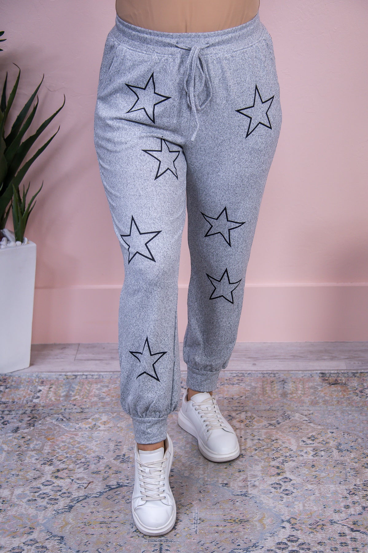 Dreaming Of Stars Heather Gray/Black Star Top/Jogger (2-Piece Set) - T8364HGR