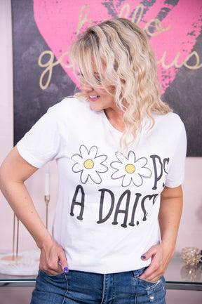 Oops A Daisy White Graphic Tee - A2695WH