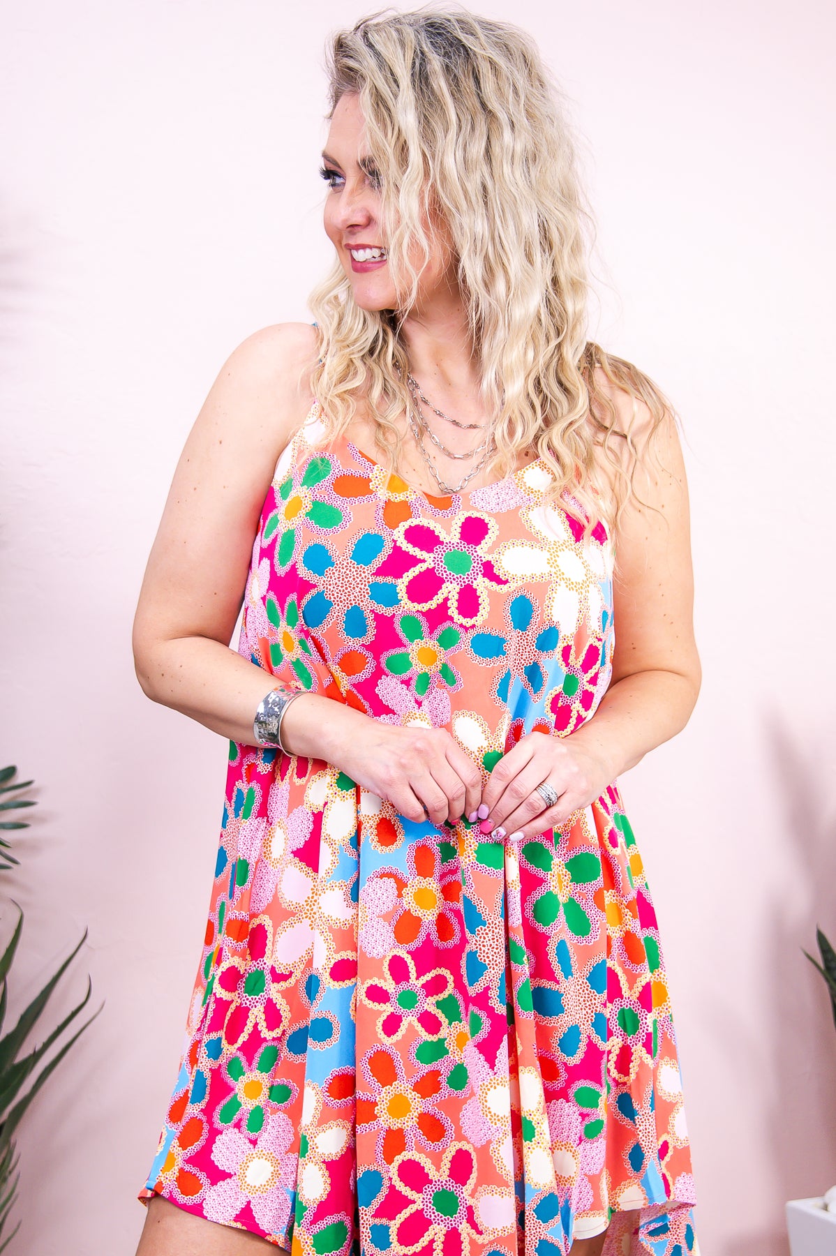Dreaming Of Vacation Pink/Multi Color Floral Dress - D5147PK