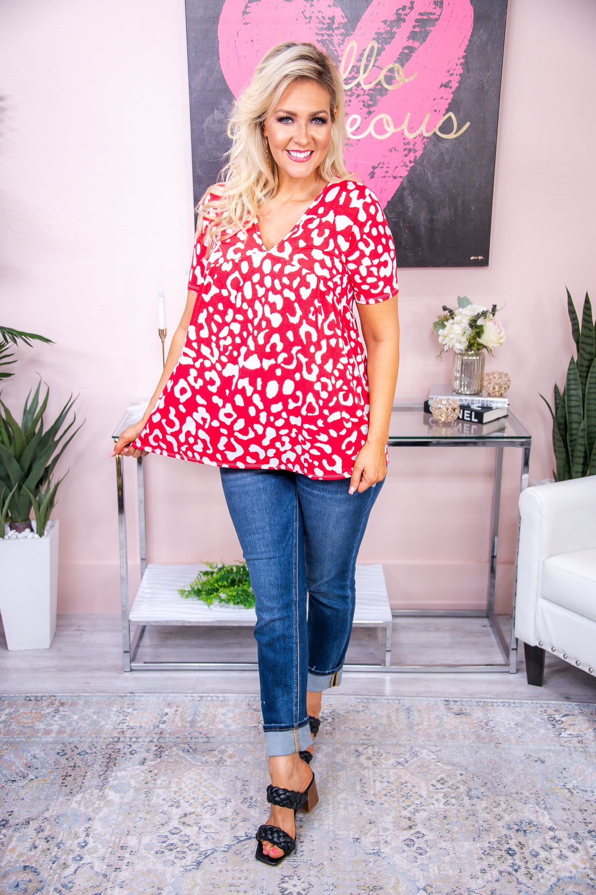 Cozy Up To You Fuchsia/Ivory Printed Babydoll Top - T7686FU
