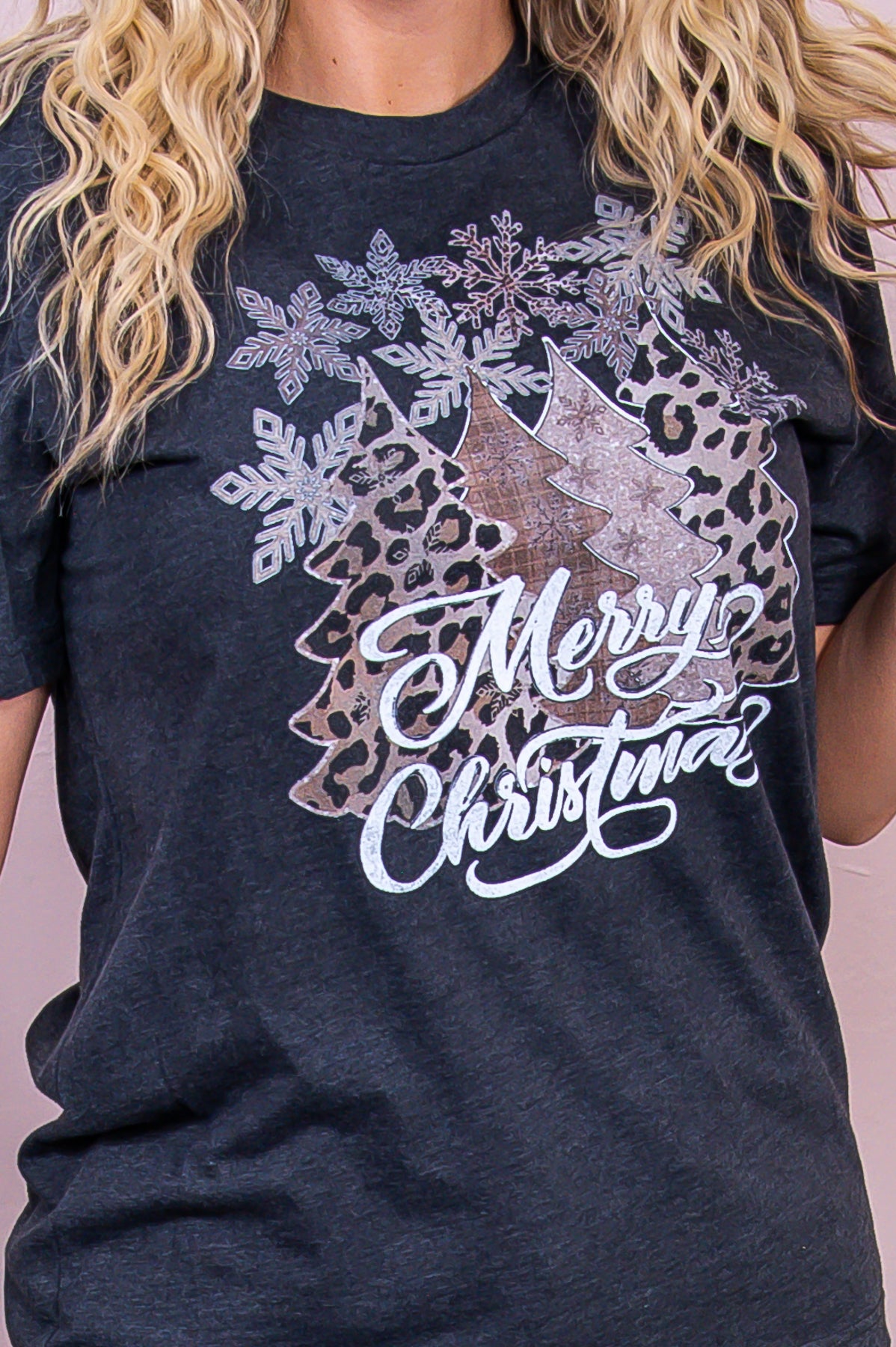 Merry Christmas Dark Heather Gray Graphic Tee - A3061DHG