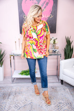 Your Gonna Miss Me Orange/Multi Color Floral Top - T7680OR