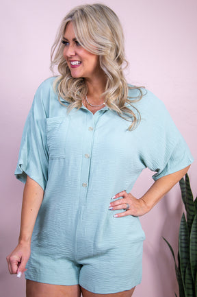 Love Unscripted Mint Solid Romper - RMP812DMT