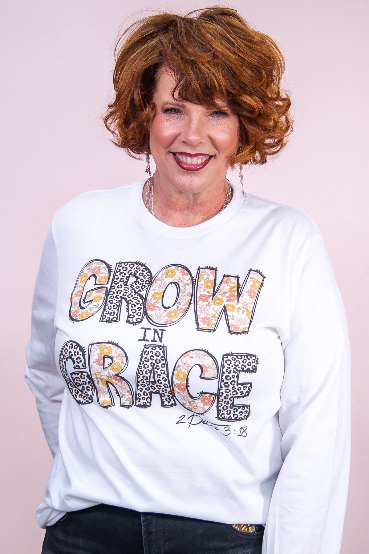 Grow In Grace White Long Sleeve Graphic Tee - A3210WH