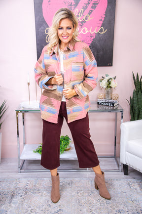 Alone With Nature Blush/Multi Color Tribal Jacket - O4888BS