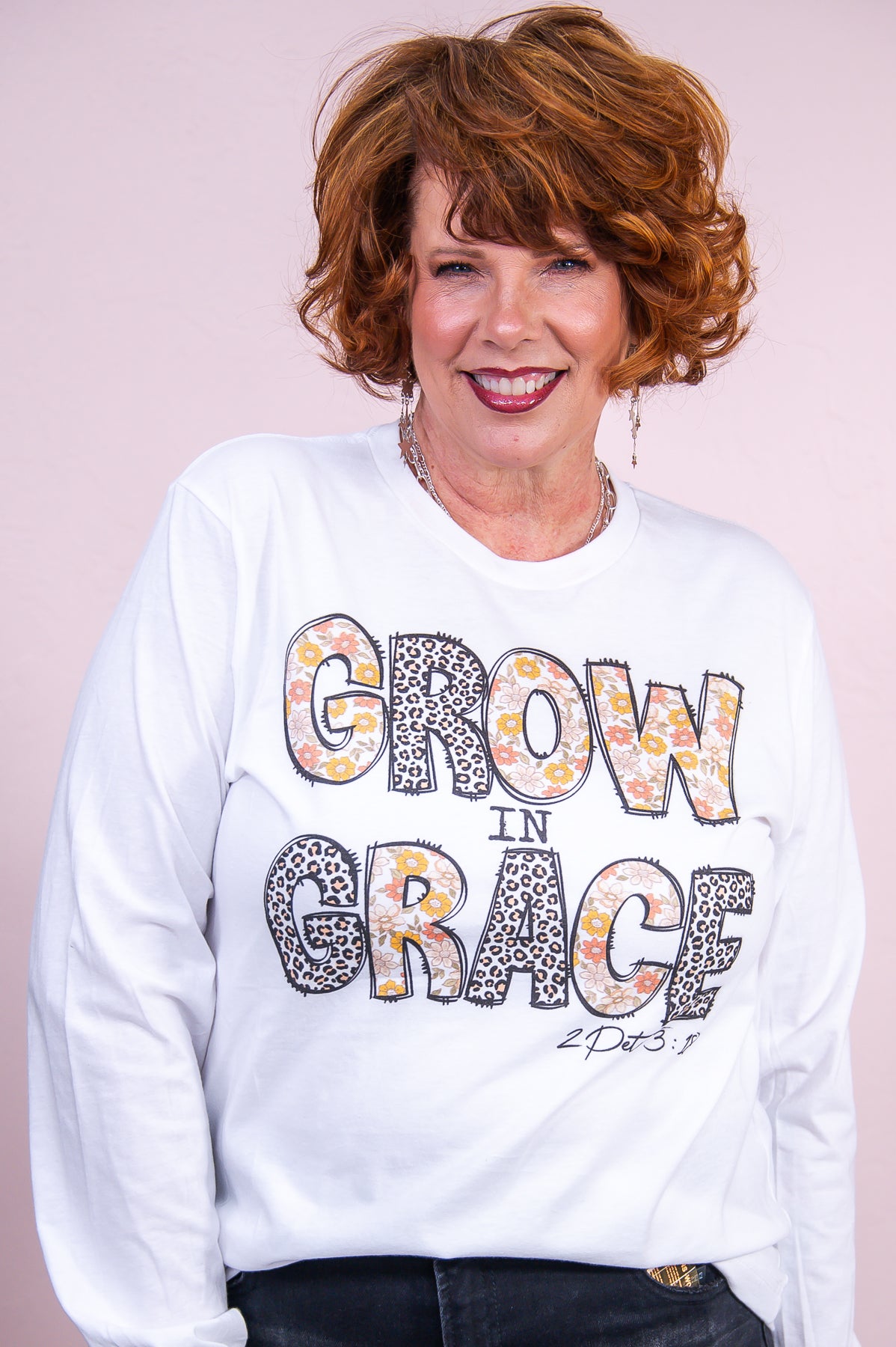 Grow In Grace White Long Sleeve Graphic Tee - A3210WH