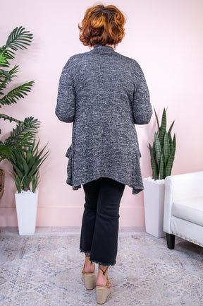 Better Be Sure Heather Black Solid Cardigan - O5354HBK