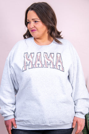 Baseball Mama Ash Graphic Sweatshirt - A3216AH