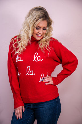 Time To Deck The Halls Red/White Knitted Sweater Top - T8387RD