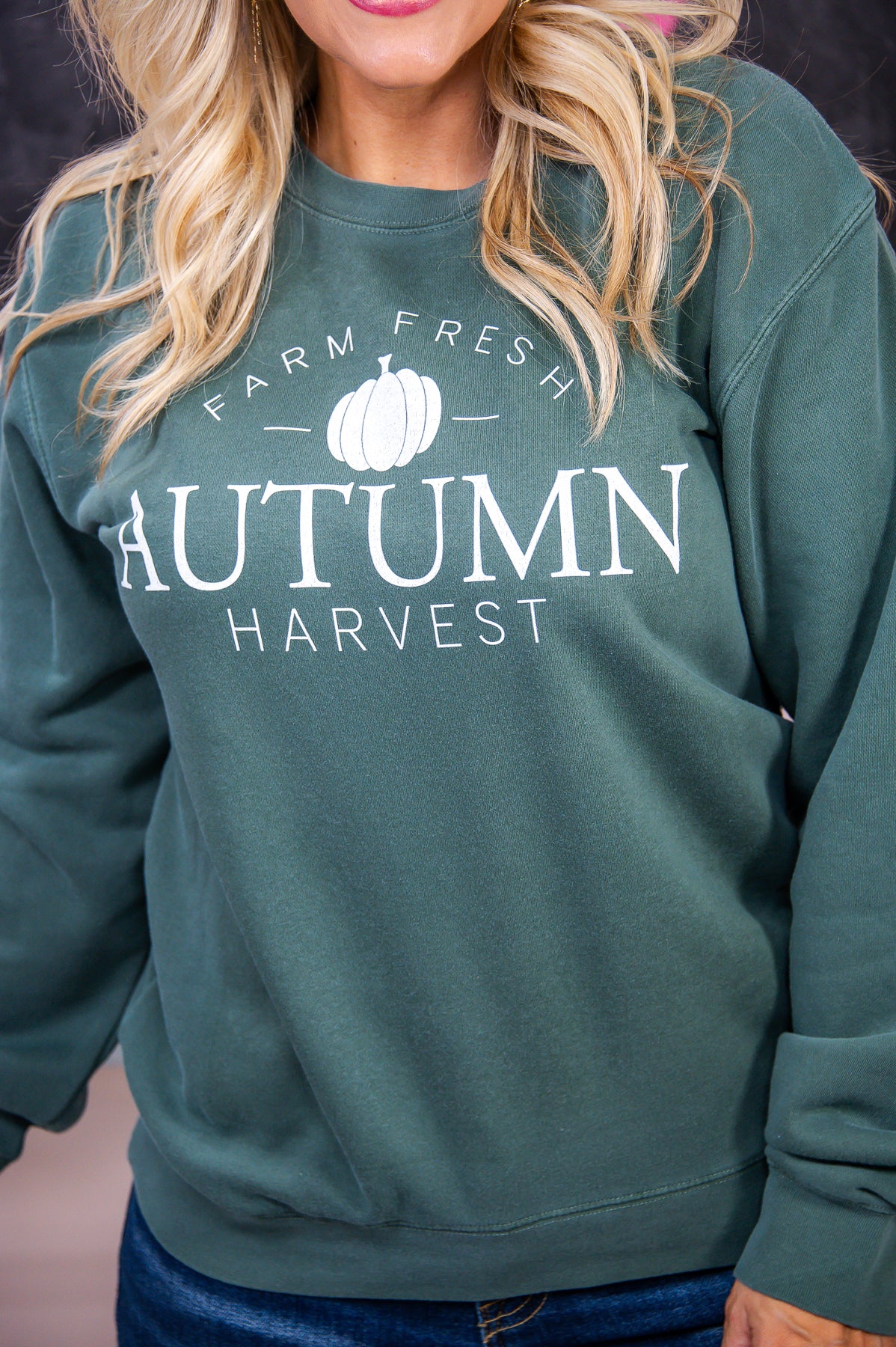 Autumn Harvest Pigment Alpine Green Graphic Sweatshirt - A2899PAG