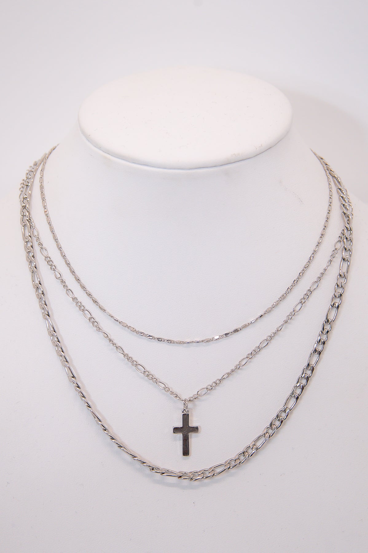 Silver Stackable Cross Pendant Necklace - NEK4282SI