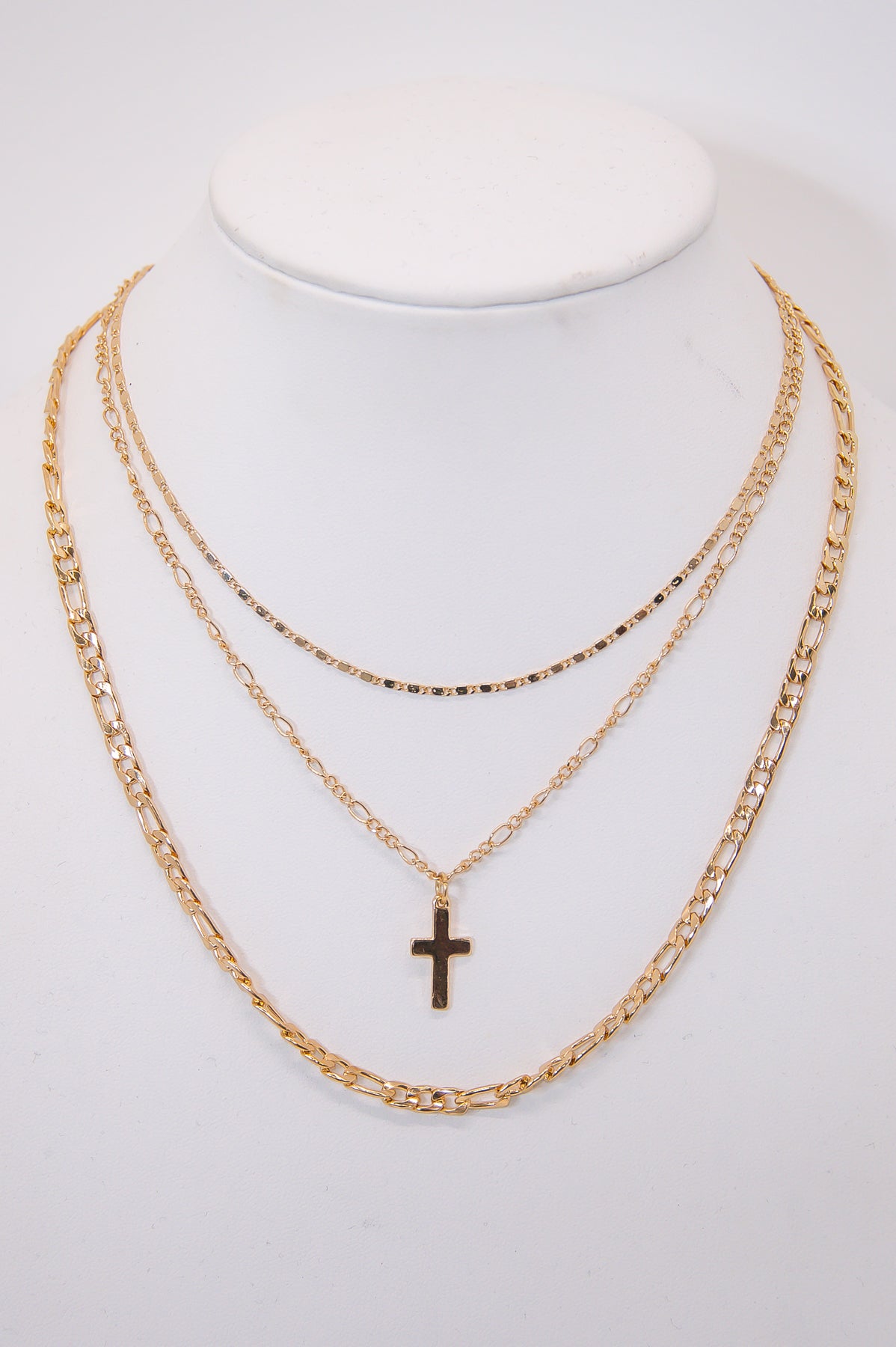 Gold Stackable Cross Pendant Necklace - NEK4283GD