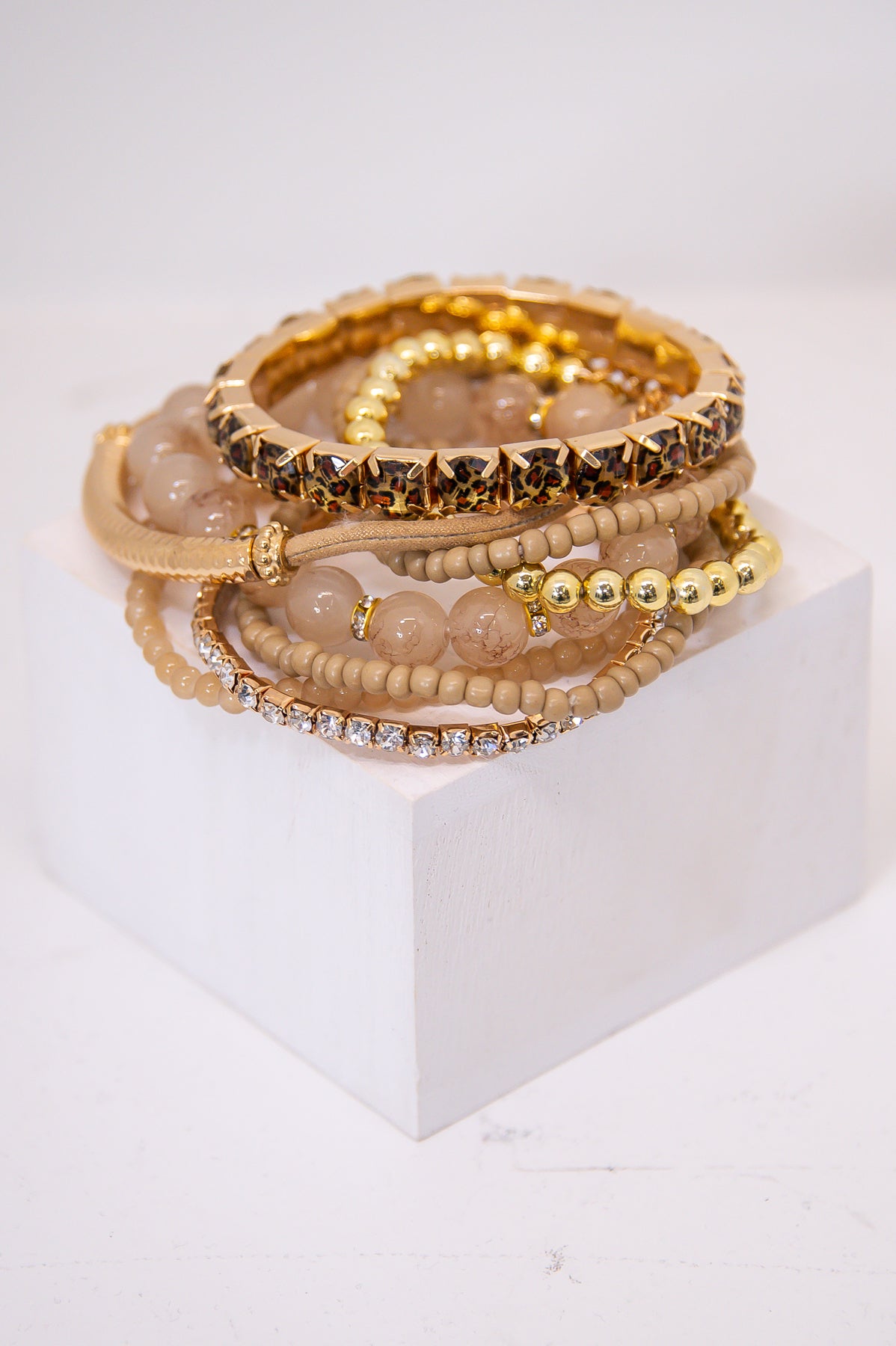 Taupe/Gold Stackable Bracelets - BRC3378TA