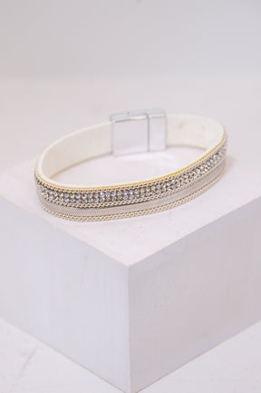 Cream/Silver Chain/Bling Bracelet - BRC3382CR