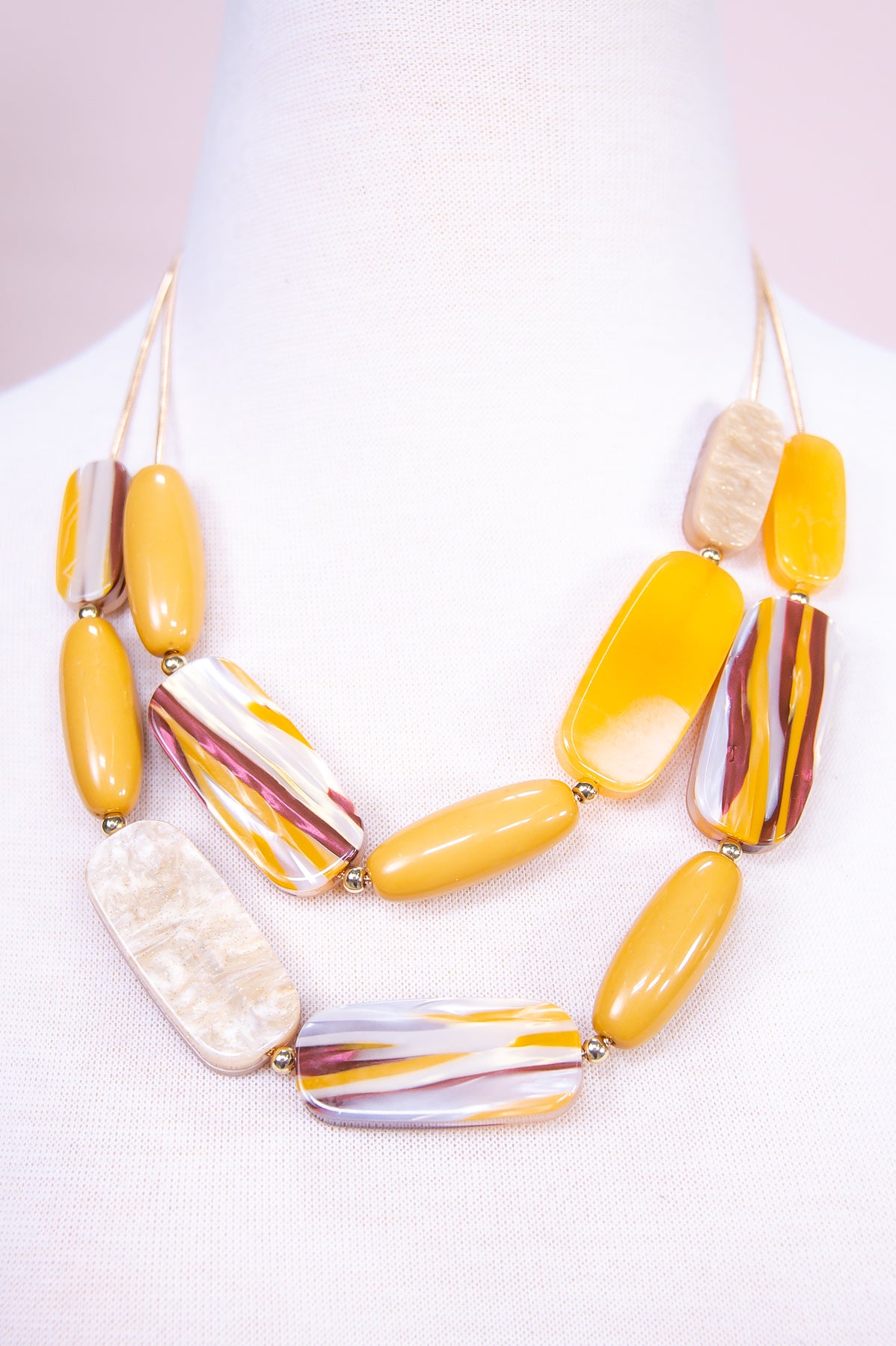 Mustard Resin Layered Necklace - NEK4352MU